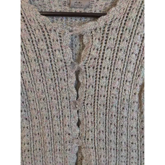 Vintage Cardigan Crochet Button Sweater Sz Petite Medium Artsy Grannycore - Picture 6 of 12